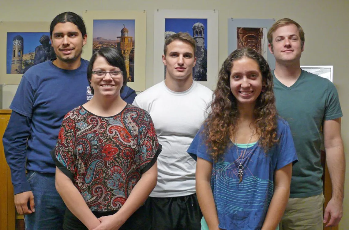 Five members of the Arabic Flagship Program pose for a picture.