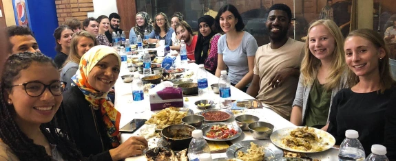 CASA students attending an orientation dinner.